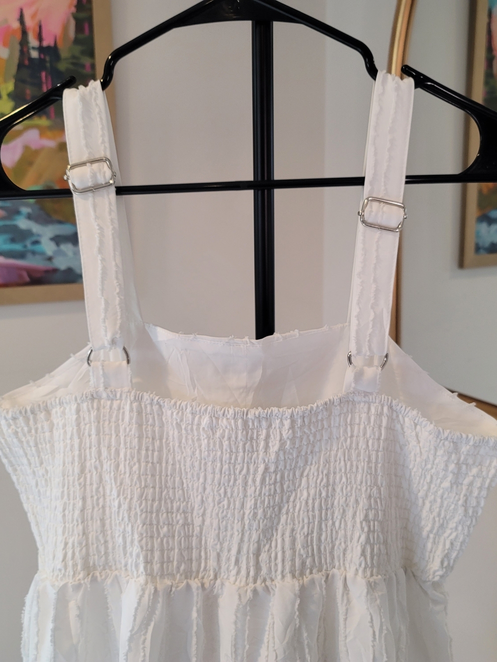 EUC INDIGO SOUL White Midi Dress Adjustable Straps Women's Size L - Picture 4 of 8